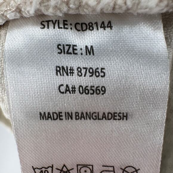 Elan Off White Corduroy Shirt Jacket Womens M Button Up Raw Edge Hem Long Sleeve - Picture 10 of 12